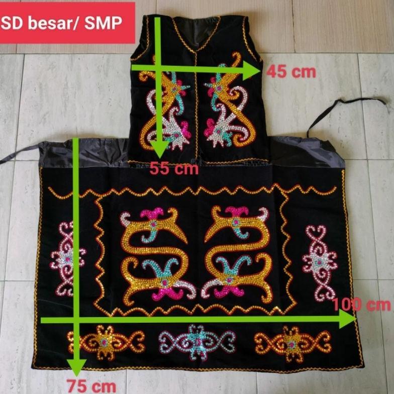 Best Seller 1 Set Kostum Dayak Anak Sd Besar Atau Smp Usia 8-12 Th. Baju Adat Cewek Perempuan Wanita