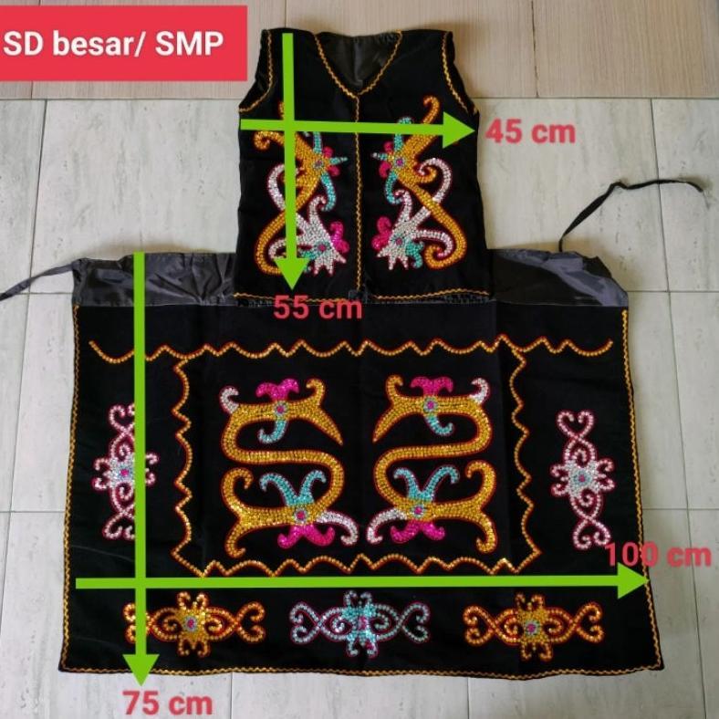 Best Seller 1 Set Kostum Dayak Anak Sd Besar Atau Smp Usia 8-12 Th. Baju Adat Cewek Perempuan Wanita