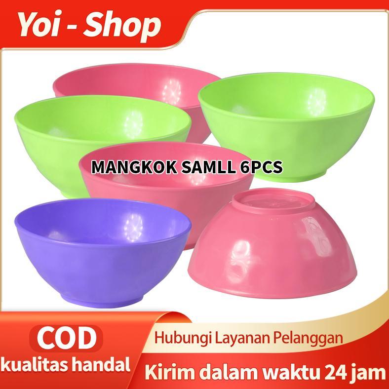 TERLARIS YOI - MANGKOK MAKAN PLASTIK BULAT SMALL 6PCS / DIAMETER 14 CM MANGKOK  WIZZMIE HIJAU PINK U