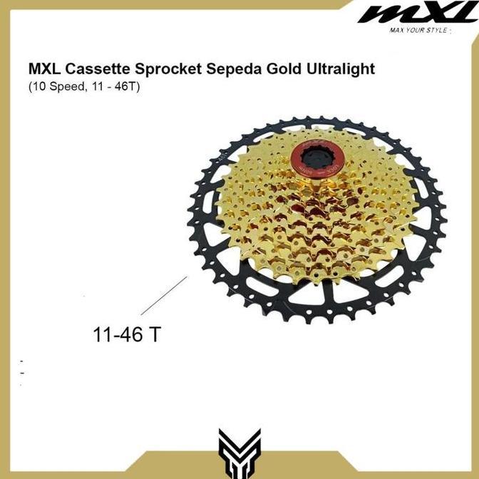 Cassette Mxl Gold Ultralight 10 Speed 11-46T Sprocket Cassette Gear Sepeda