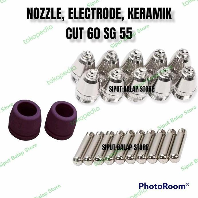 Ready NOZZLE TIP ELECTRODE KERAMIK CUT 60 SG 55 PLASMA CUT MATA PLASMA SG55
