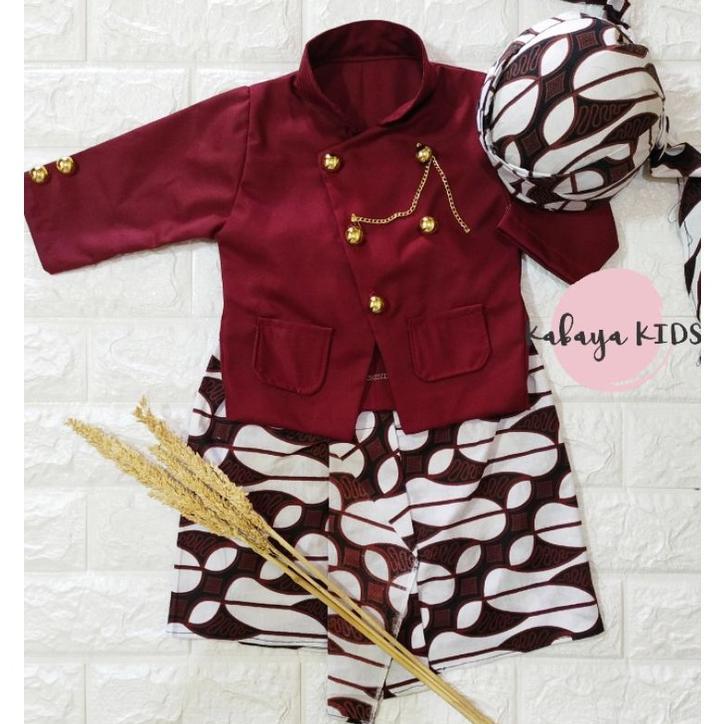 Diskon Free Blangkon  Baju Kostum Pitonan Tedak Siten Beskap Dalang Basofi Anak Cowok Dan Bayi Laki-