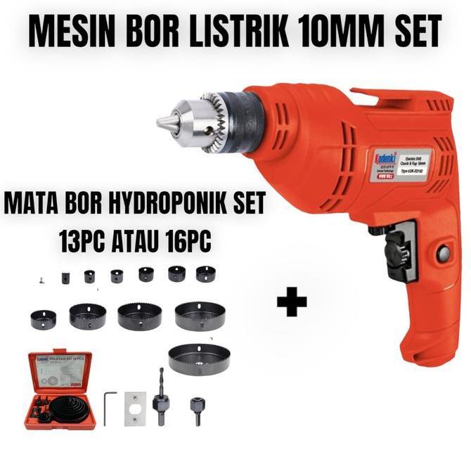 Paket Hidroponik Mesin Bor 10MM dan Hole Saw Set Kit 13pcs
