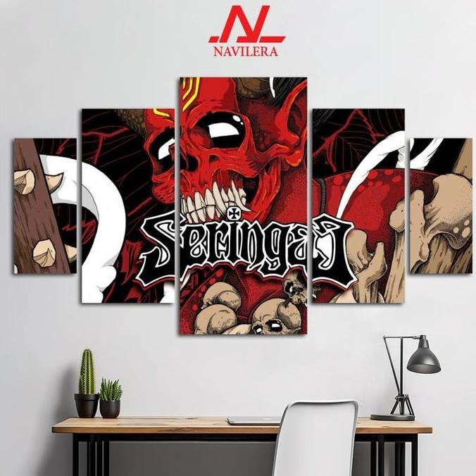 NAVILERA.CO HIASAN PAJANGAN DINDING BAND POSTER BAND 1 SET SERINGAI 5 Pcs POSTER KAYU WALL DECOR mur