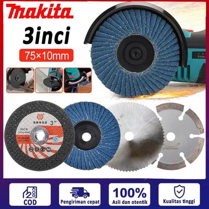 BLAZONE MAKITA Cakram Gerinda Bor Diameter 75Mm 10Mm Alat Penggiling Sudut Elektrik Multifungsi Pisa