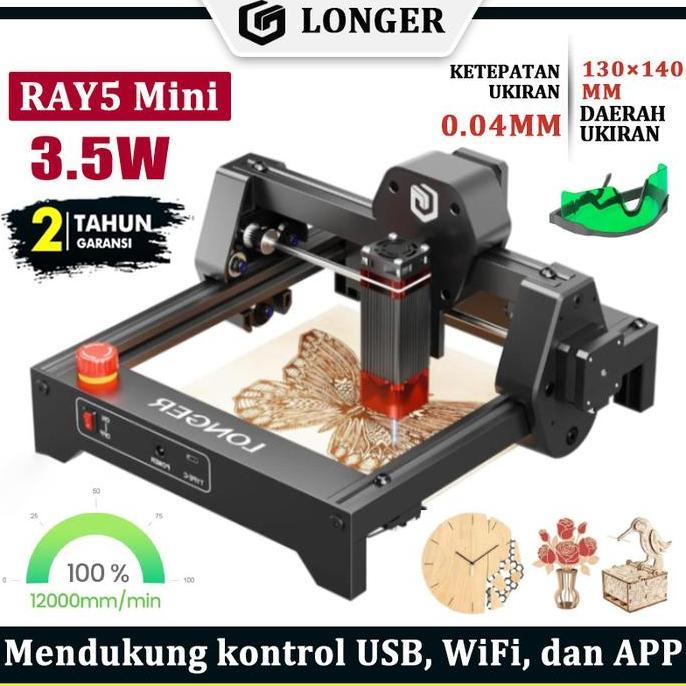 BLAZONE LONGER RAY5 Mesin Laser Cutting 3.5W Laser Engraver Mini 0.04mm Presisi Tinggi 12,000mm/min 
