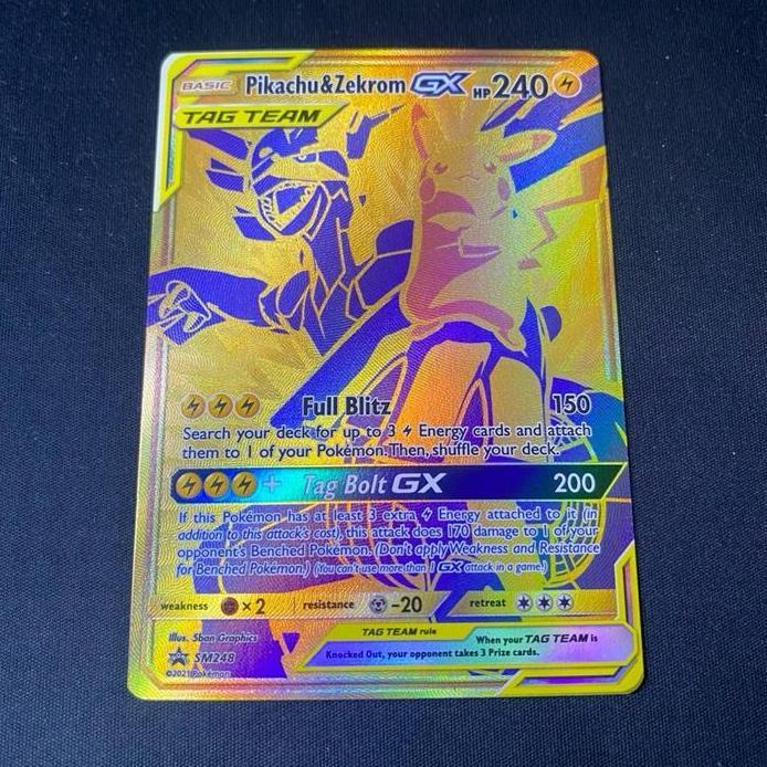 Pikachu & Zekrom GX Gold EN SM Promo SM248 Kartu Pokemon TCG ENGLISH
