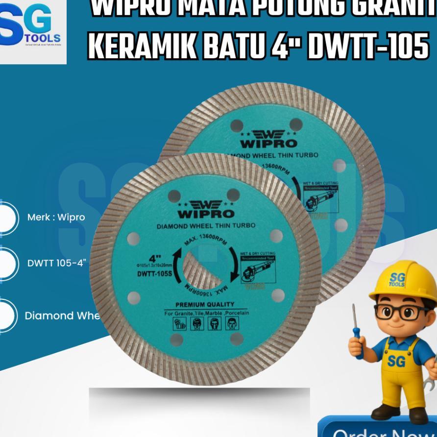 Wipro Mata Gerinda Potong Granit 4" Dwtt 105 - Mata Potong Batu Diamond Wheel  Dwtt 105S 4" Wipro - 