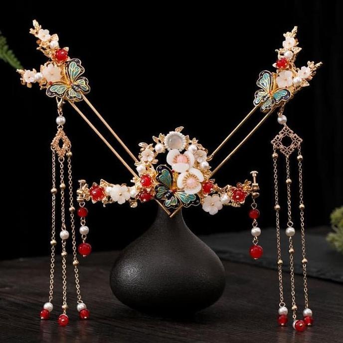 Hairpiece Tusuk Konde Tradisional Pengantin Cina Sangjit Bride Bridal