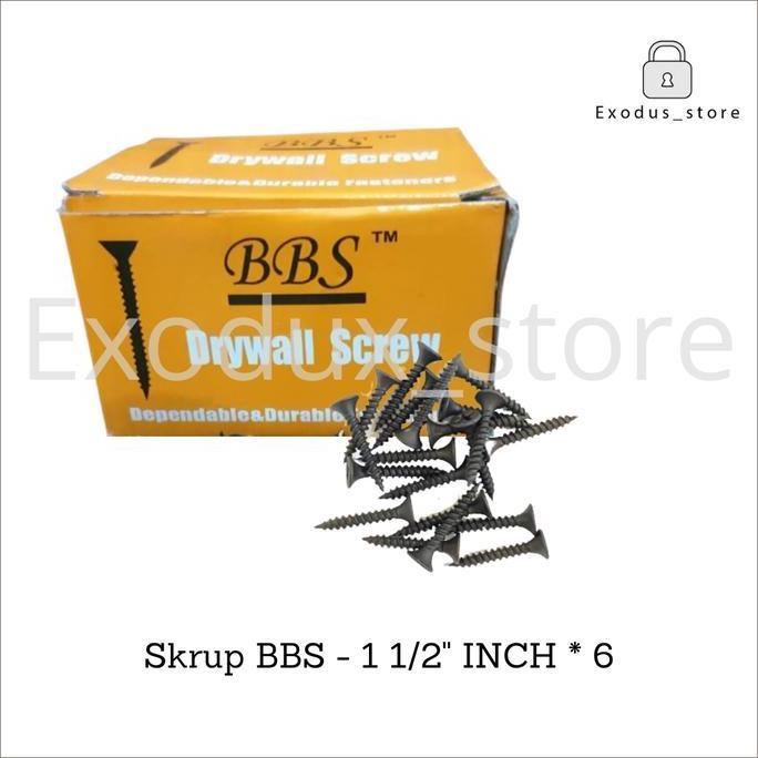 Sekrup gypsum hitam 1 1/2" inch x 6 BBS / 1 kotak 900 gr