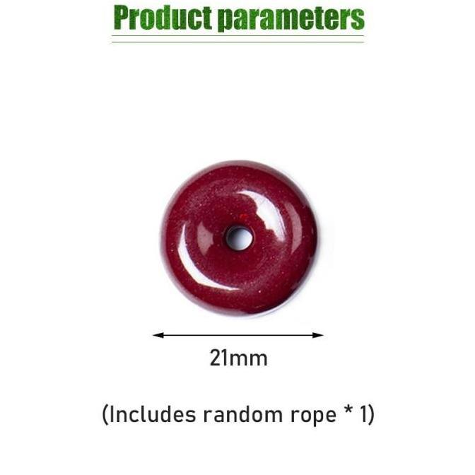 BLAZONE Kalung Tali Batu Giok Chinese Merah Bentuk Donat Pria Wanita Cinnabar Pendant Necklace