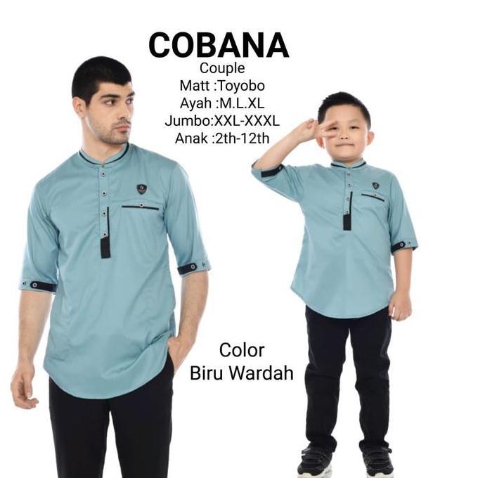 Wekup Cobana Moslem - Baju Koko Couple Biru Wardah Pakistan Ayah Dan Anak Kurta Muslim Bahan Toyobo 