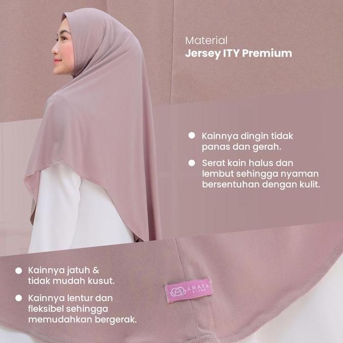 Chiusura- Arafa Hijab - Khimar Livia | Bergo Instan Jersey Premium Kerudung Syari Lebaran Jilbab Non