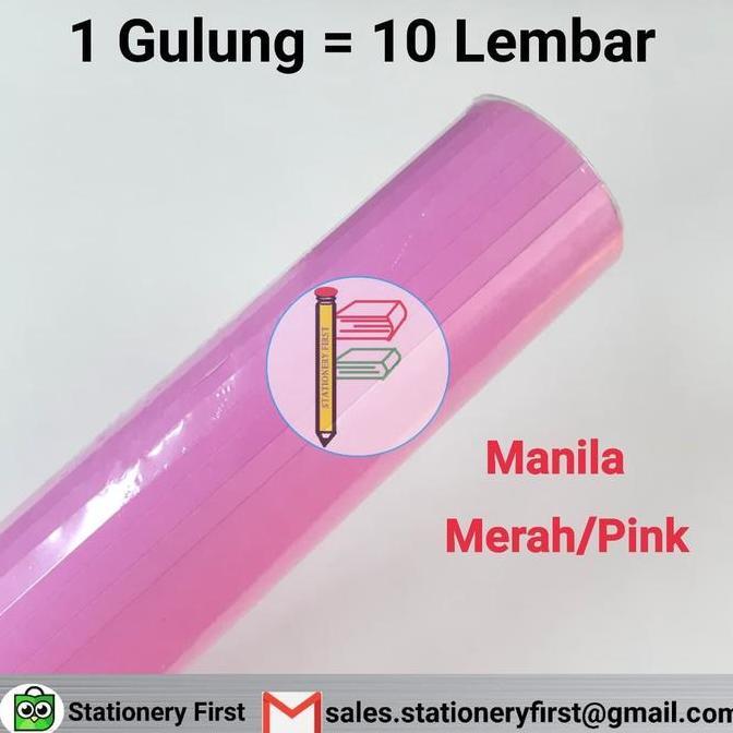Lansungkirim- Kertas Karton Manila Bc Merah Pink Doff Per Roll 10 Lembar Serbaguna