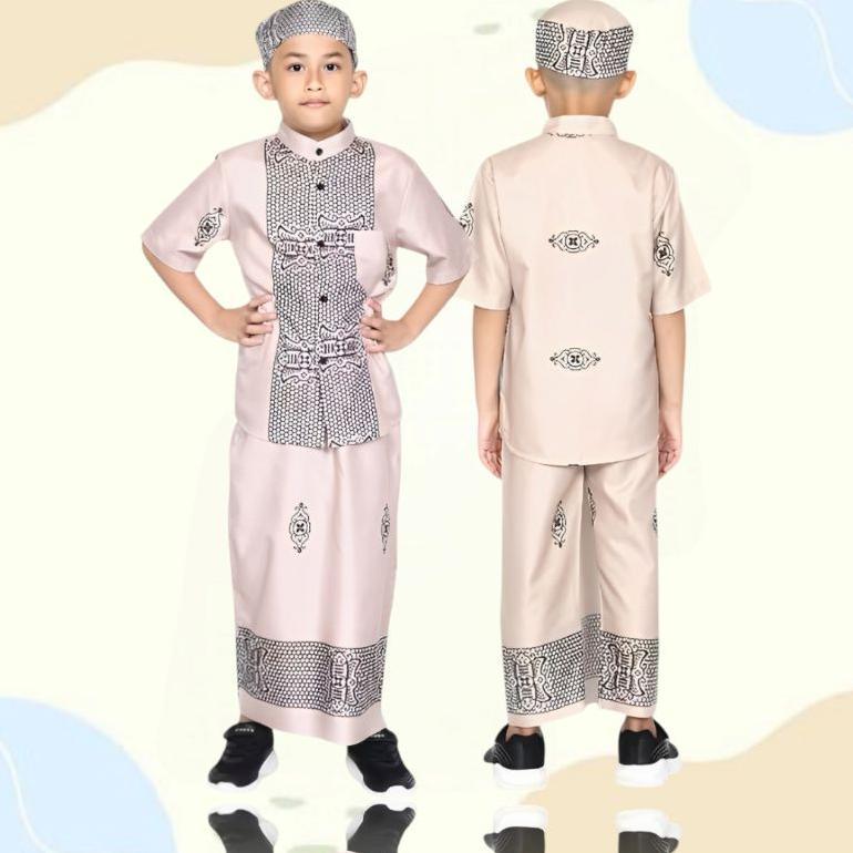 Garansi Setelan Baju Koko Peci Anak Laki-Laki Muslim Sarkoci Batik Pekalongan Usia 3-10 Tahun