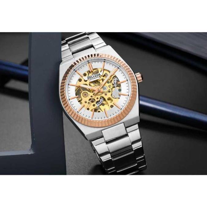 Cloknlok- Diskon Jam Tangan Belleda  Jam Tangan Belleda 9542 Rantai Automatic Gear  Stainless Water 