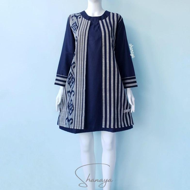 NEW ARRIVAL SHANAYA TUNIK BATIK TENUN ASLI KOMBINASI TOYOBO TENUN ORIGINAL BATIK KERJA BAJU BATIK WA