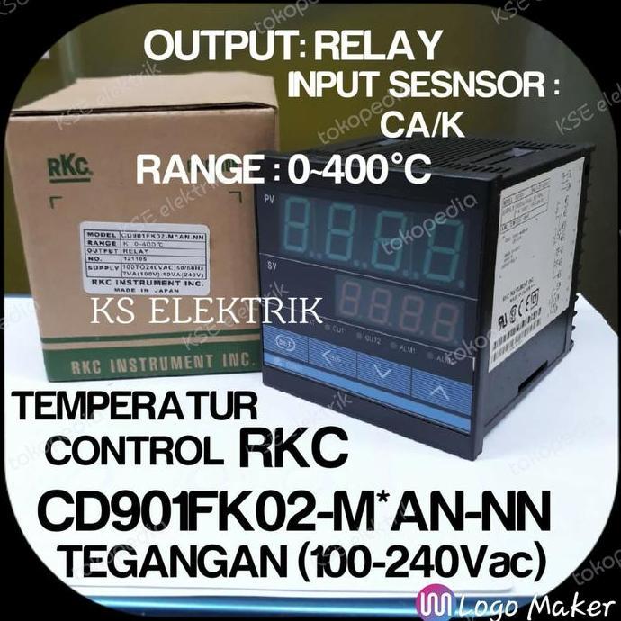 TEMPERATURE CONTROL RKC CD901-FK02-M*AN-NN (INPUT K/CA) 0-400C THERMOCONTROL SUHU PROMO
