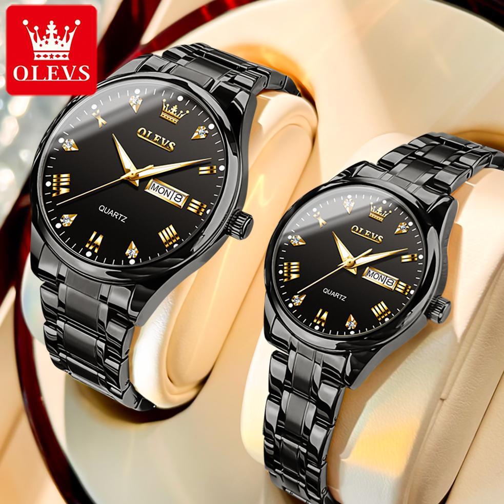 TERMURAH OLEVS JAM TANGAN COUPLE PASANGAN ORIGINAL ANTI AIR ANALOG WATCH COD