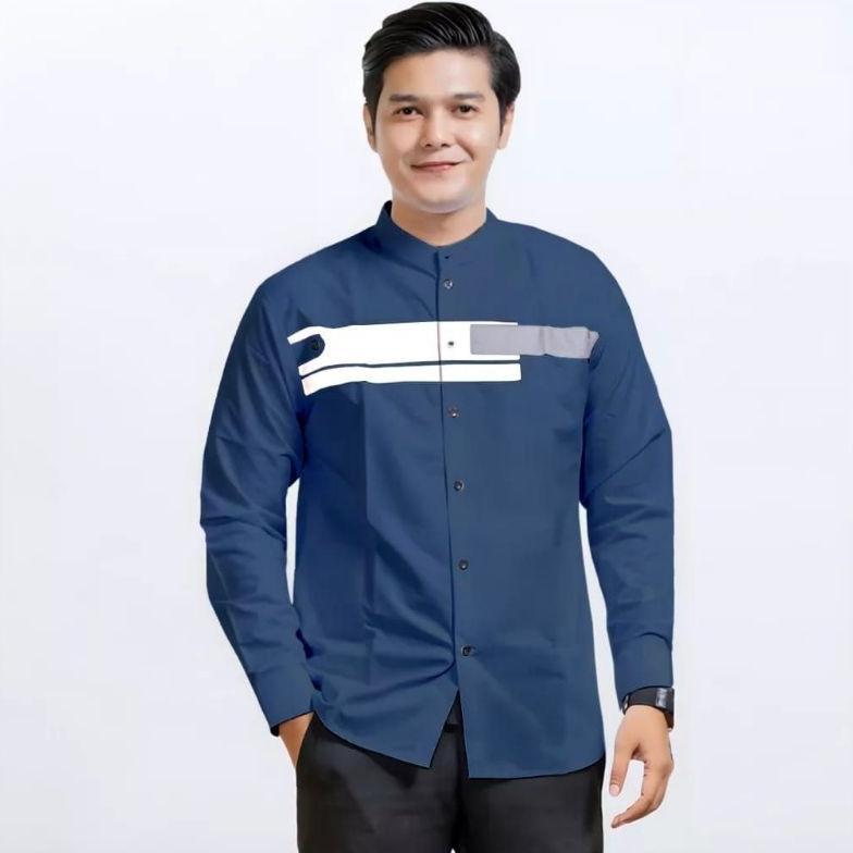 TERLARIS BAJU KOKO PRIA HADROH KOMBINASI MOTIF YORDAN LENGAN PANJANG WARNA PUTIH M L XL XXL