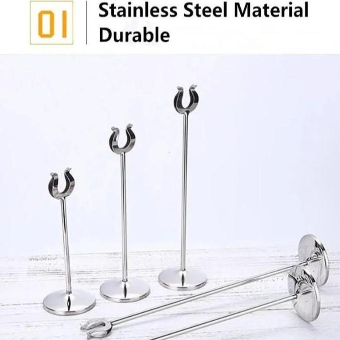 Stand Nomor Meja Stainless Steel Table Stand Menu Stand Menu Meja Makanan Minuman