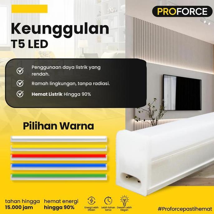 Ready Lampu TL LED Proforce T5 9 Watt Panjang 50 CM Warna Warni Paket 10 Pcs