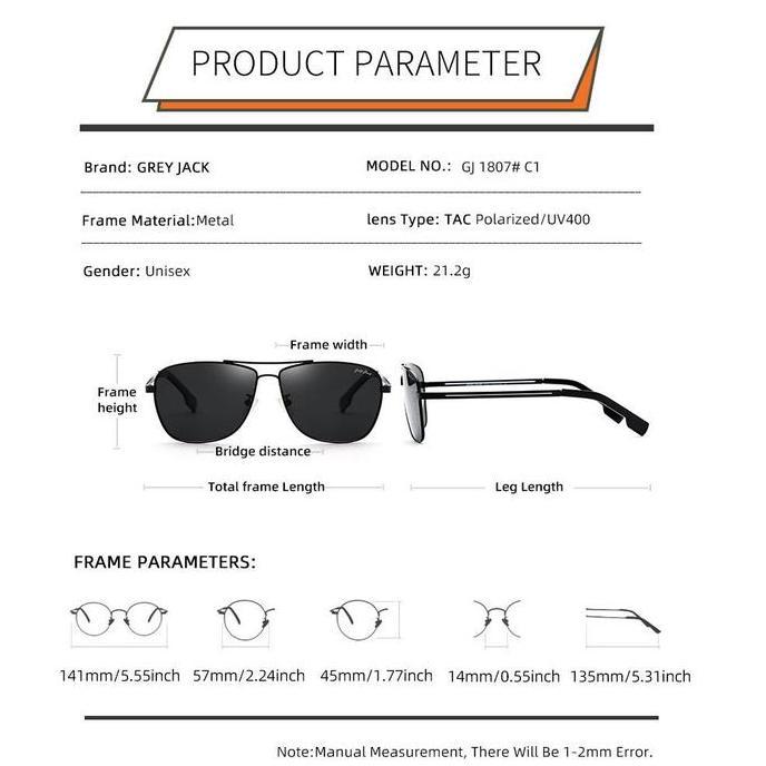 aridpratian - grey jack kacamata hitam pria fashion sunglasses polarized new 1807