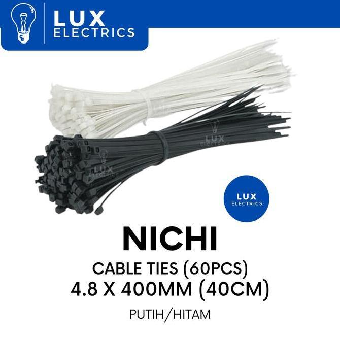 Cable Ties/Kabel Tis/Tali Ripet 4,8 x 400mm/40cm NICHI Putih/Hitam
