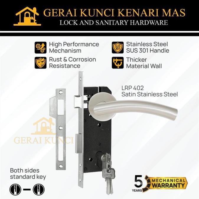 Kunci Set PALOMA LRP 402 Handle Mortise Cylinder Lock Gagang Pintu