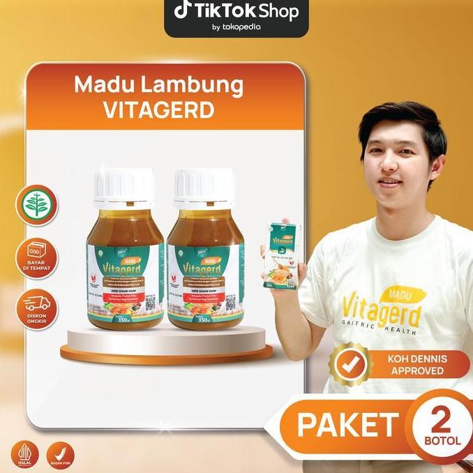 Erbe- 2 Botol Madu Vitagerd - Solusi Masalah Pencernaan Asam Lambung, Gerd, Mual, Muntah Dan Anxiety
