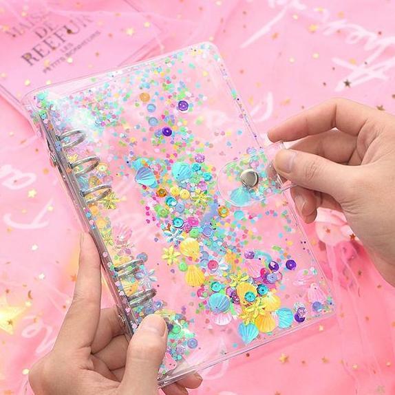 Binder Sequin A6 Sequins PVC Cover Loose Leaf File Organizer A6R6