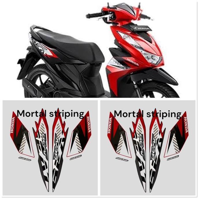 STIKER STRIPING MOTOR BEAT CBS 2023 MERAH HITAM