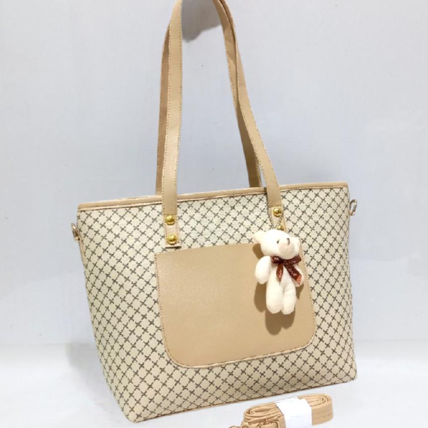 Rihaga - Totebag Wanita Besar Free Boneka Formal Ibu Kerja Kantor Tas Selempang