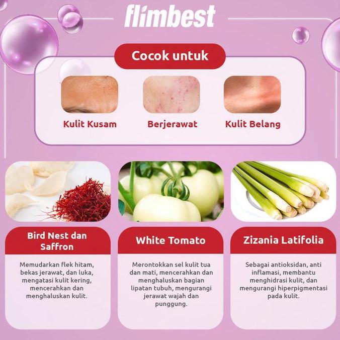 Foirfe- Promo Flimbest Collagen 1 Box (10 Sachet) Minuman Collagen Glutathione White Tomato Saffron 
