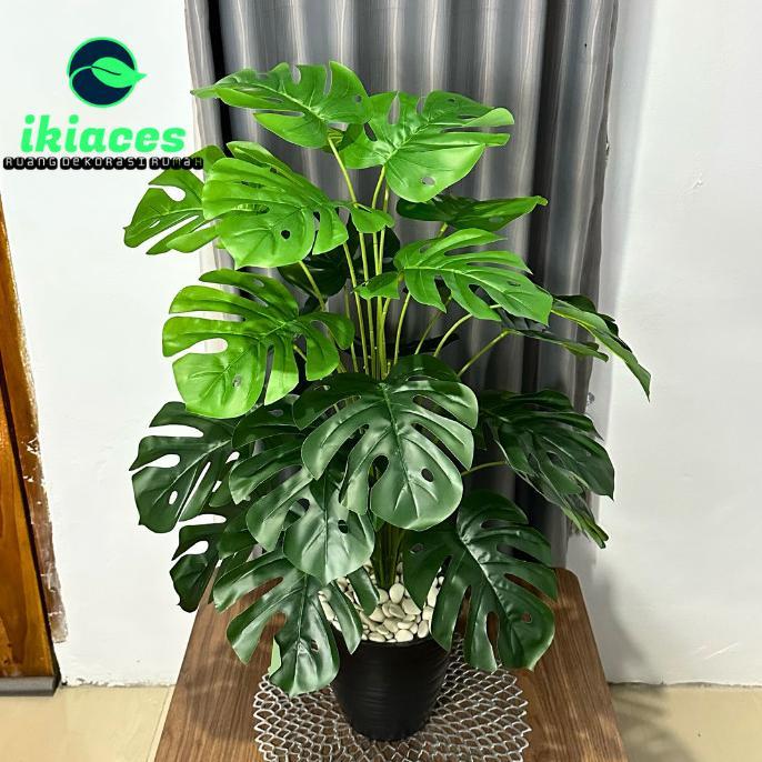 Daun Monstera Jumbo Plastik Daun Hias Plastik Tanaman Artificial Dekorasi Bunga Sudut Rumah Hias Aes