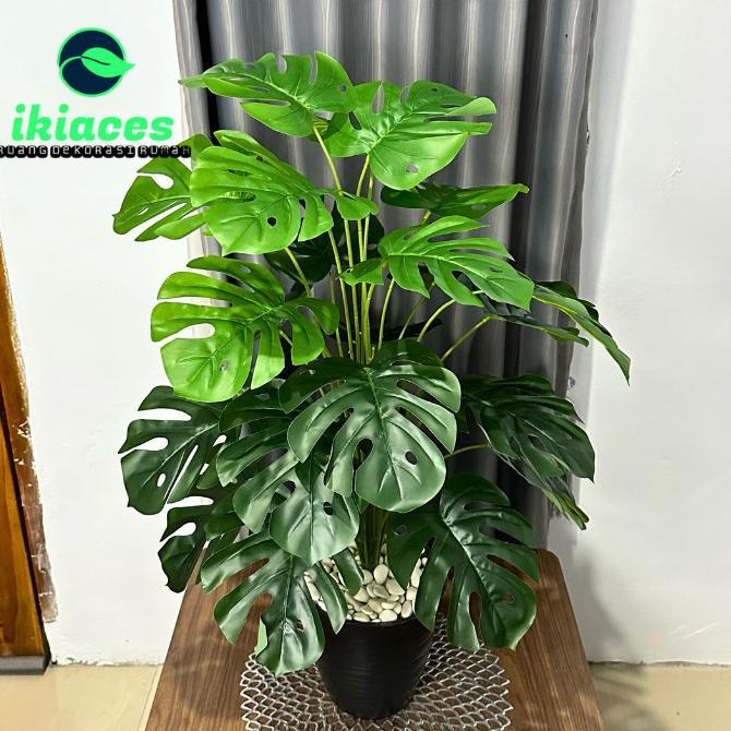 Daun Monstera Jumbo Plastik Daun Hias Plastik Tanaman Artificial Dekorasi Bunga Sudut Rumah Hias Aes