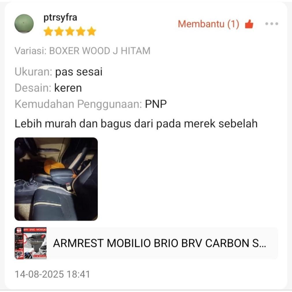 Armrest Mobilio Brio Brv Carbon Style -Console Box Usb Brv Mobili Brio-Brio Satya