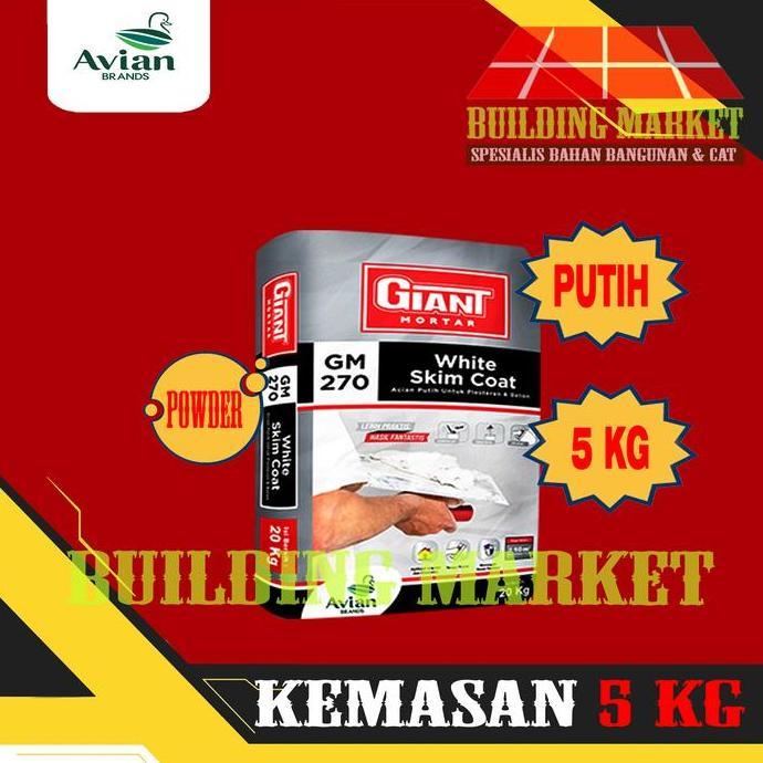 Acian Putih White Skim Coat Giant Mortar Gm-270 5 Kg
