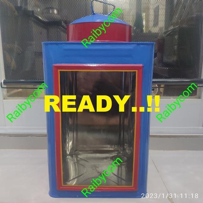 Kaleng Kerupuk Jadul Warung Blek Toples Kaca Krupuk Putih Besar 23x35