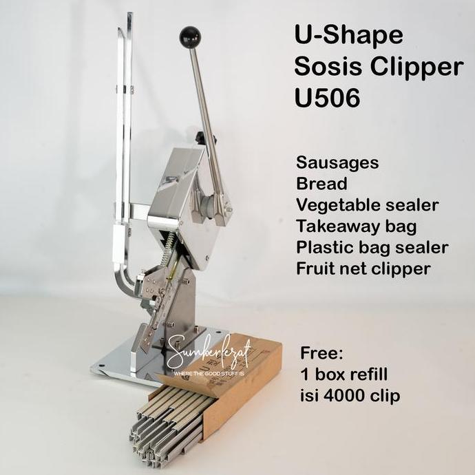 Manual Staples U-Shape Ikat Sosis Takeaway Clipping Clipper Machine