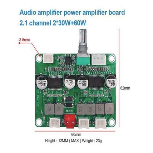 Audio amplifier power papan amplifier 2.1 stereo 2x30 watt + 60 watt