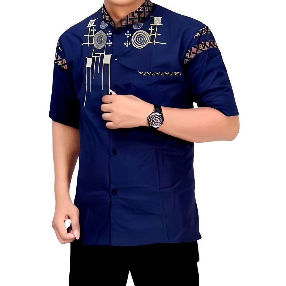 Original Baju Koko Pria Adem Motif Songket Elegan Baju Koko Pria Lengan Pendek Pria Dewasa Kombinasi