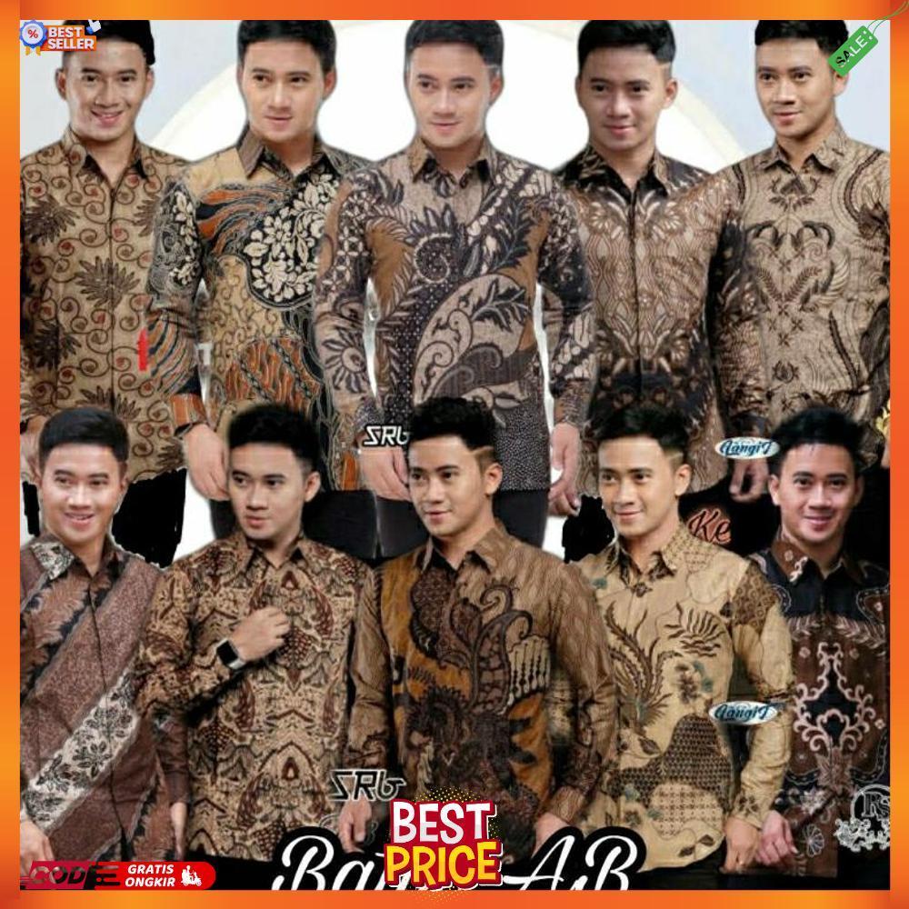 Batik Pria Coklat Kemeja Cowok Lengan Panjang M L Xl Xxl Terlaris Premium Modern Quality Warna Mocca