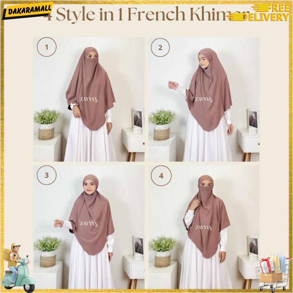 Zayyan. French Khimar Mecca Crinckle Size L & Xl Premium Hijab Bayar Di Tempat