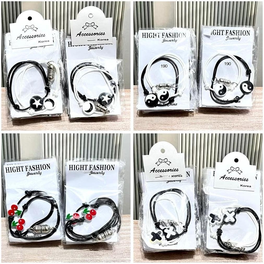Premium 12 Pcs Gelang Couple Karet Gelang 6 Pasangan Magnet
