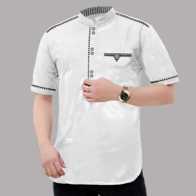 Terlaris Baju Muslimin Pria Koko Tojiro Lengan Pendek Bahan Katun Madinah