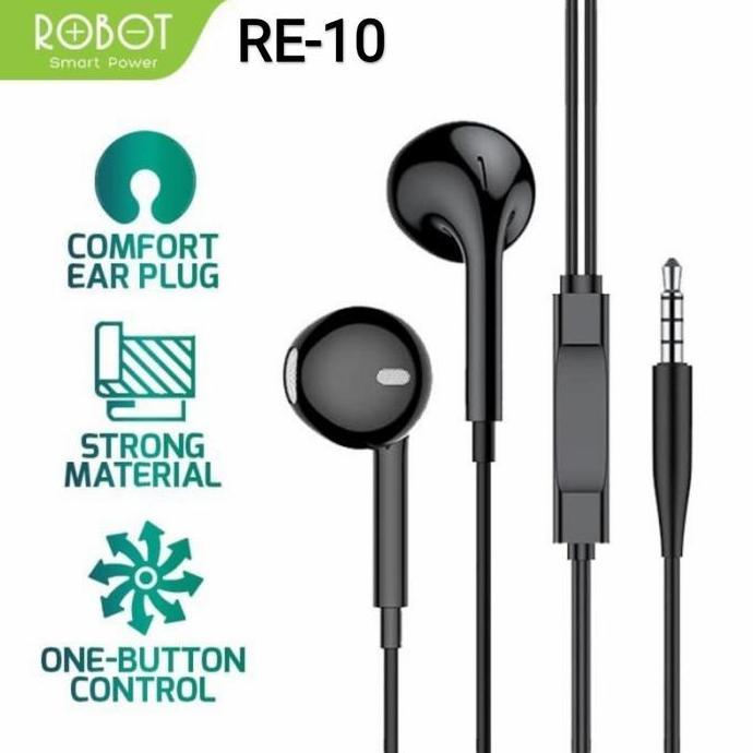 Earphone Robot RE10 Headset Semi In-Ear - Robot RE-10 Headset Bass Mic