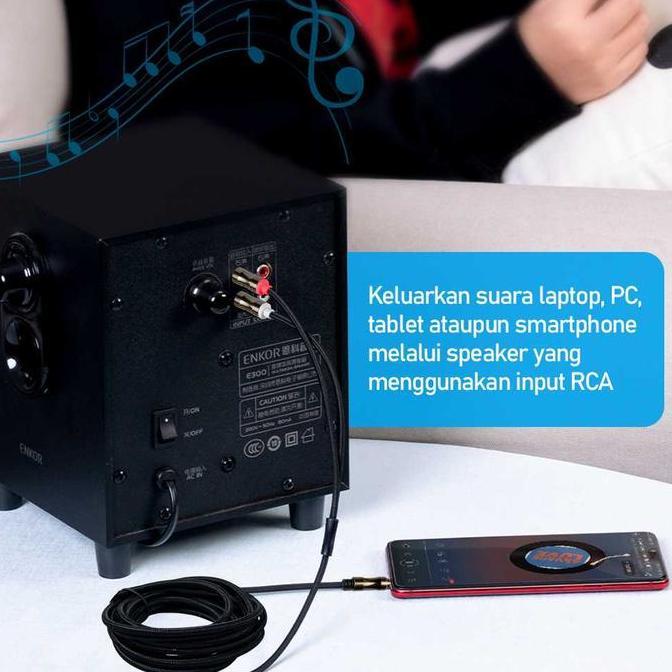 Kabel Audio AUX 3.5mm ke RCA 3 Meter / Kabel Audio Dari HP ke Speaker Salon Aktif