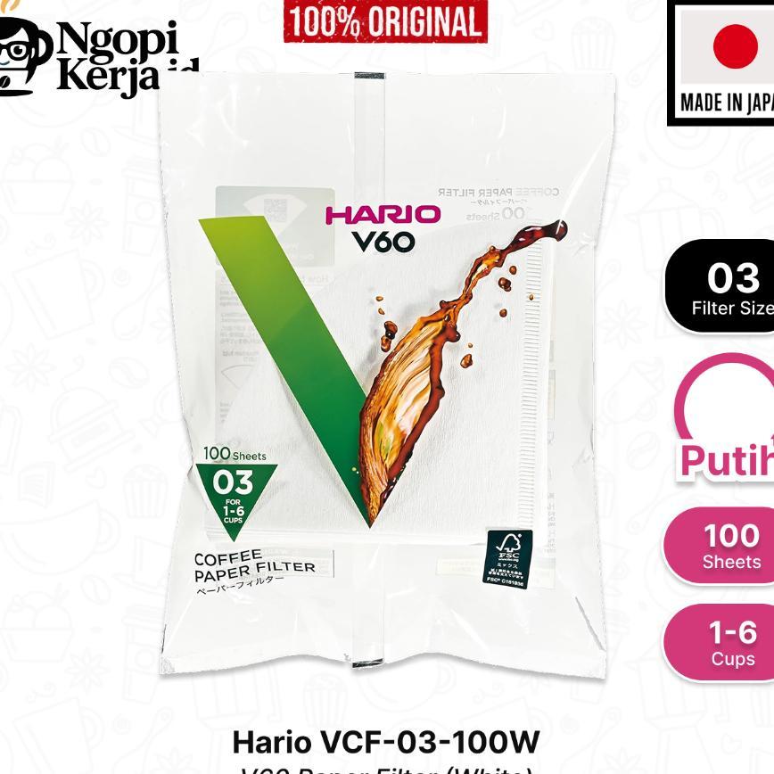 Hario V60 Coffee Paper Filter Vcf-03-100W - Putih 100 Lembar