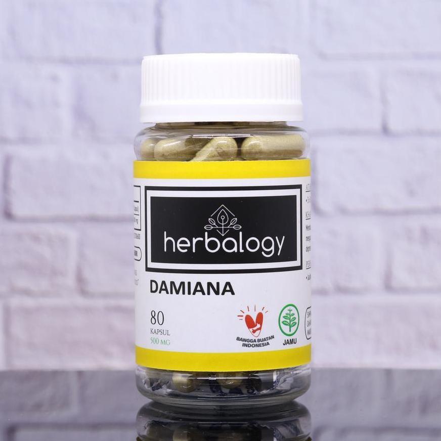 Herbalogy Damiana - 80 Kapsul (Panik Cemas, Bipolar, Ocd, Anxiety, Mood Swing) Obat Herbal, Jamu